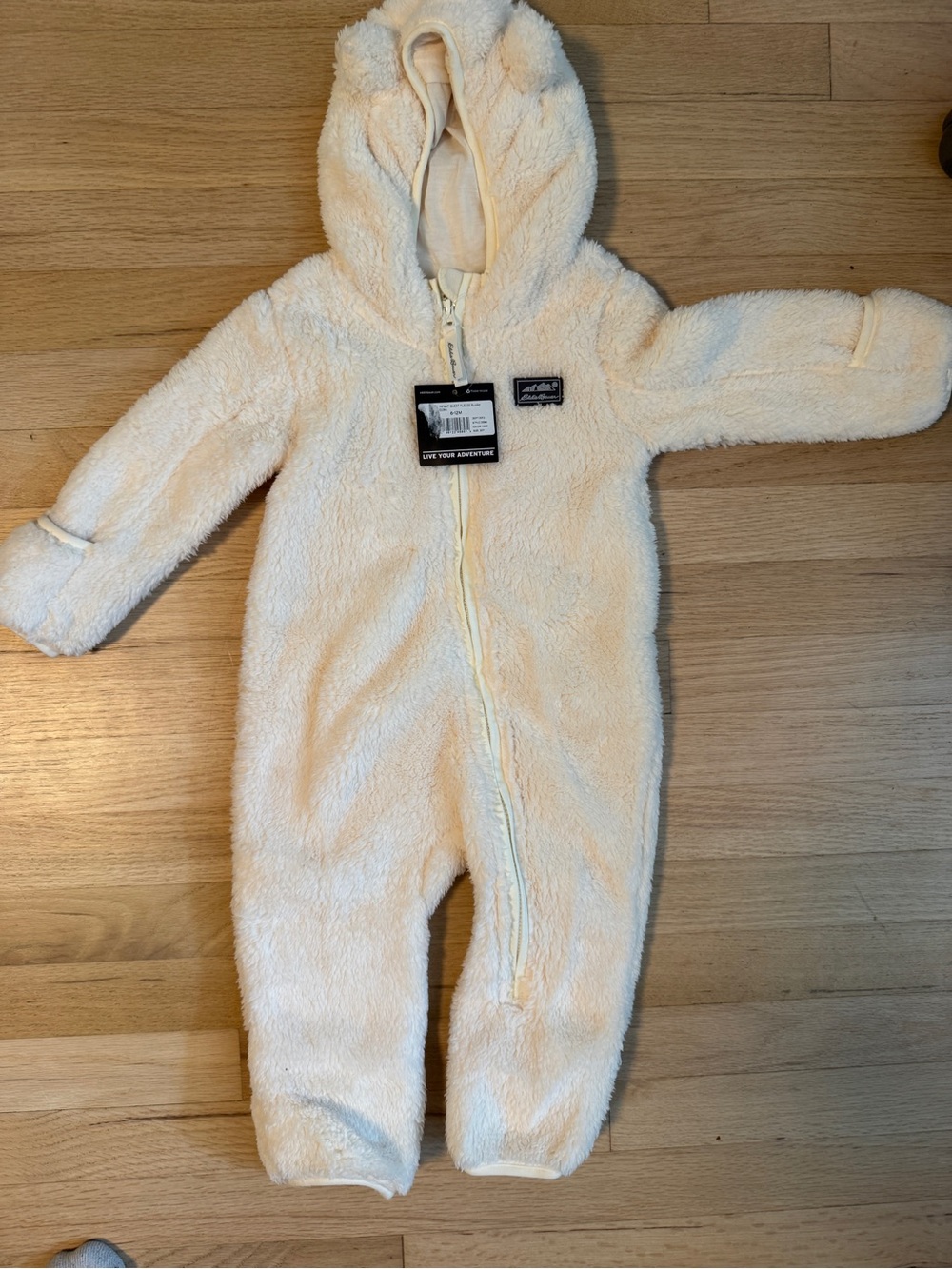 Eddie Bauer Cream Sherpa Hooded Baby Footie